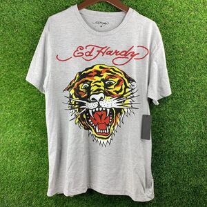 Ed Hardy T shirt Tiger Mens Size M Grey Short Sleeve NWT